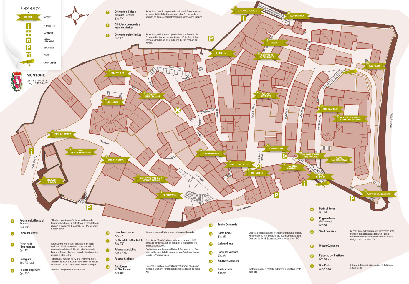 Mappa centro storico del borgo di Montone in Umbria