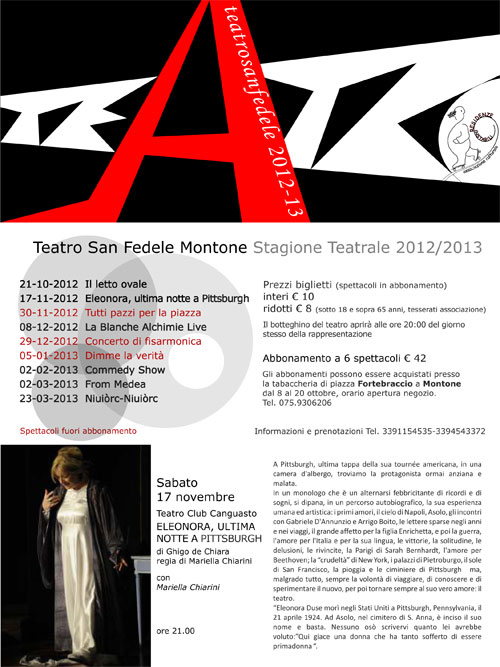 programma stagione teatrale sanfedele montone 2012 2013 montonein