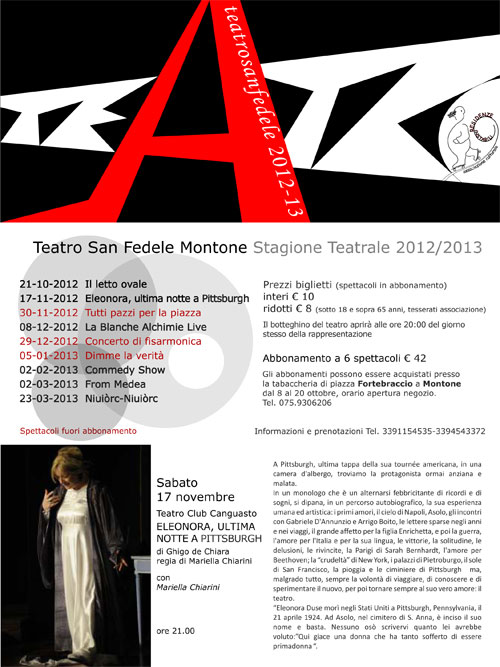 programma stagione teatrale sanfedele montone 2012 2013 montonein